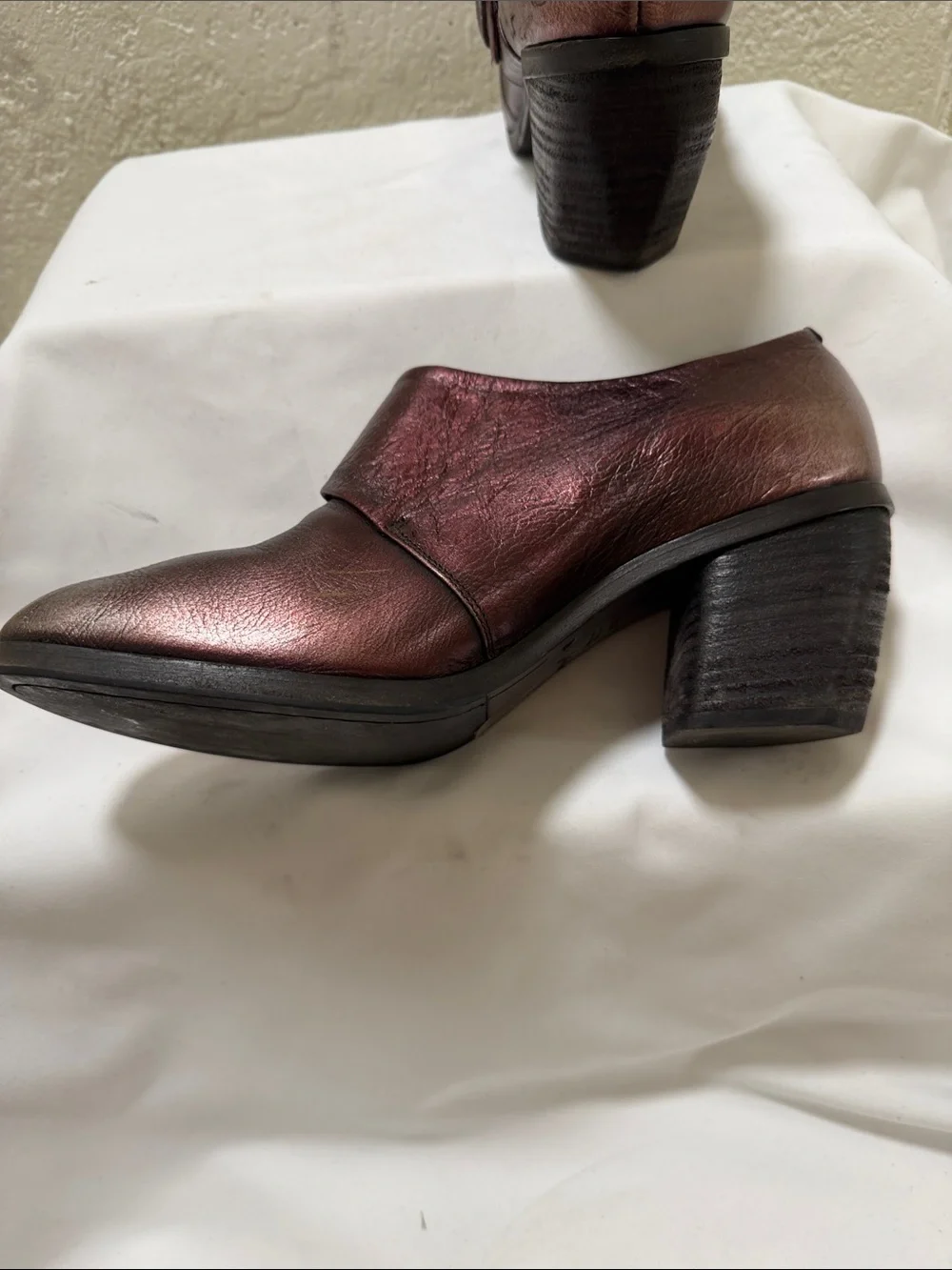 Marsell Metallic Bordeaux Buckle Block-Heel Shoes